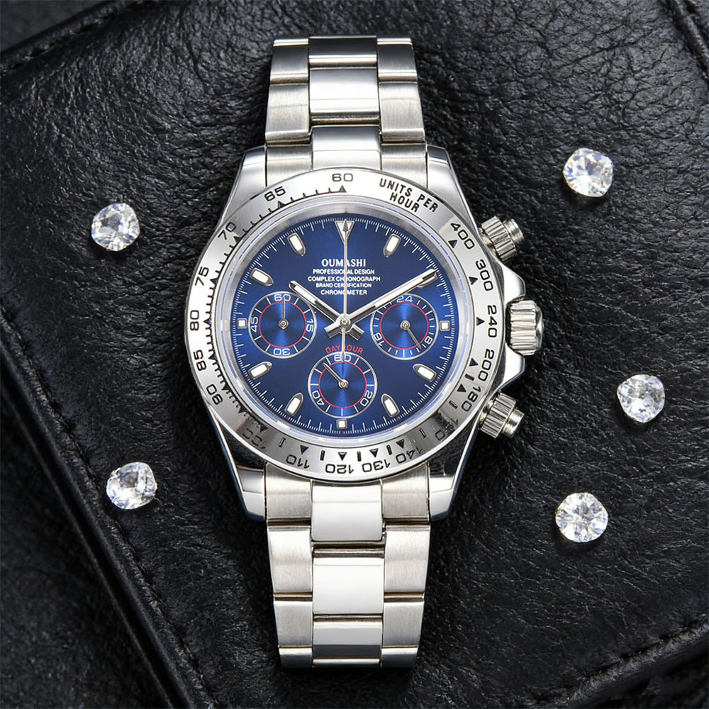 39mm Silver Watch VK63 Movemen - đánh giá và giá Watch Winder Compact